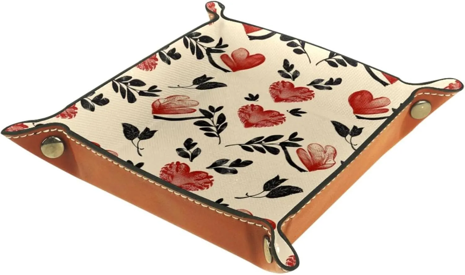 Red Romantic Heart Stacking Jewelry Organizer Trays for Women, Desk Drawer Earring and Bracelet Tray, Key Tray for Entryway Table, Small Decorative Storage Organizer