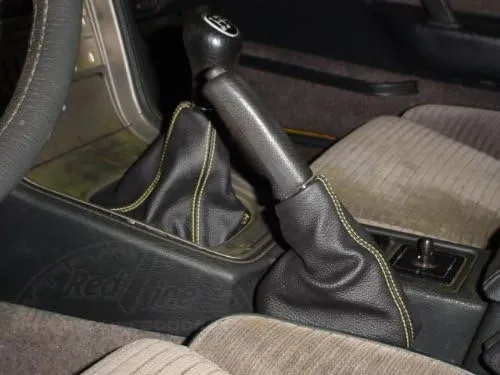 RedlineGoods ebrake Boot Compatible with Mazda RX7 1981-85. Tailor Made - not Universal. Genuine top-Grade Italian Black Suede (Alcantara) with Silver Thread