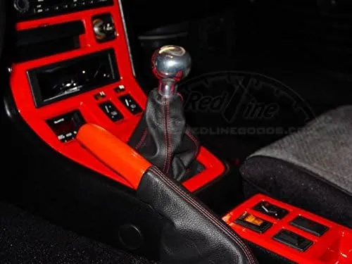 RedlineGoods ebrake Boot Compatible with Mazda RX7 1981-85. Tailor Made - not Universal. Genuine top-Grade Italian Black Suede (Alcantara) with Silver Thread