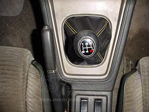 RedlineGoods ebrake Boot Compatible with Mazda RX7 1981-85. Tailor Made - not Universal. Genuine top-Grade Italian Black Suede (Alcantara) with Silver Thread