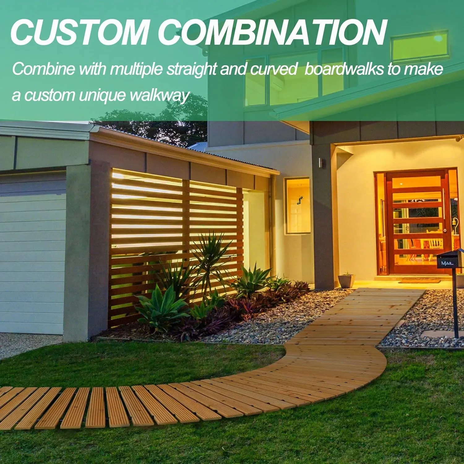 RELIANCER 12' Wooden Garden Pathway,Outdoor Roll Out Cedar Straight Walkway,Patio Path Decorative Garden Boardwalk Walkways,Weather-Resistant Roll Up Beach Wood Road Floor,Wedding Party Pathways