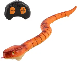 Remote Control RC Snake Toy, 30" Long Realistic Giant Snake Rattlesnake Toy with Retractable Tongue and Swinging Tail for Kids Halloween Christmas Prank Toys Birthday Gifts (Battery Power)