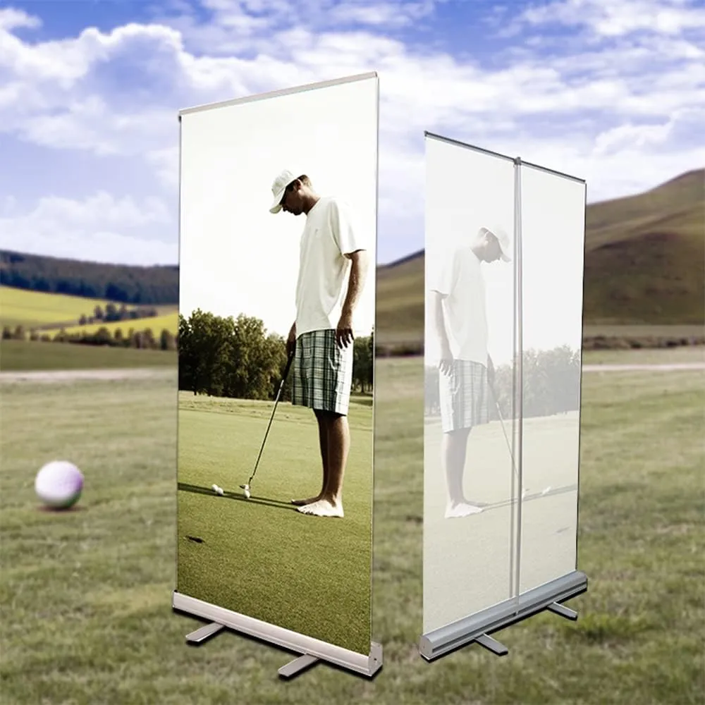 Retractable Roll Up Banner Stand with Aluminum Frame, Portable Sign Holder with Canvas Bag for Trade Shows, Advertising,Store Sign, Retail Display Hardware Only (33.5x80 6PACK)