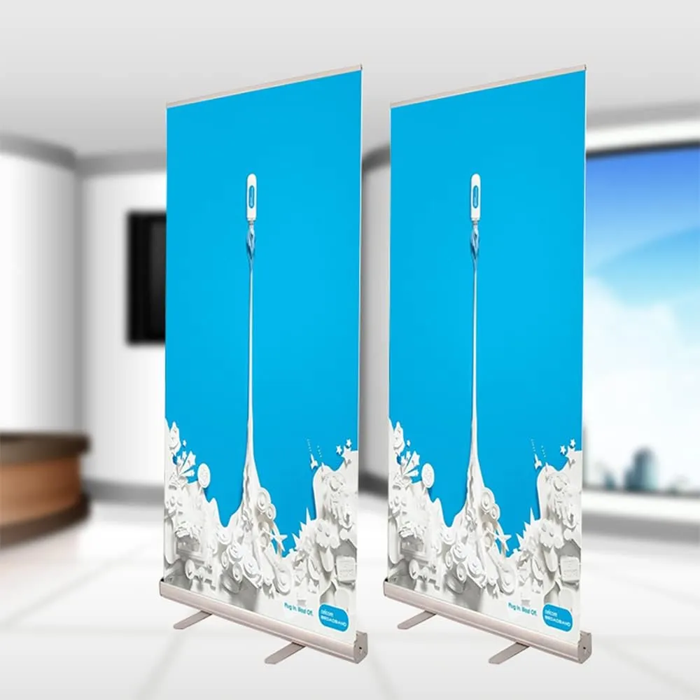 Retractable Roll Up Banner Stand with Aluminum Frame, Portable Sign Holder with Canvas Bag for Trade Shows, Advertising,Store Sign, Retail Display Hardware Only (33.5x80 6PACK)