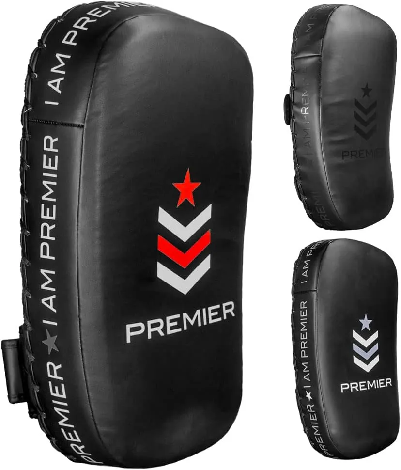 Revgear Premier Deluxe Thai Pads | Punching, Foot, Knee and Elbow Target |Training, Curved Kickboxing Kicking Strike Shield, Coaching Kick Boxing, MMA, Martial Arts (Sold as Pairs)
