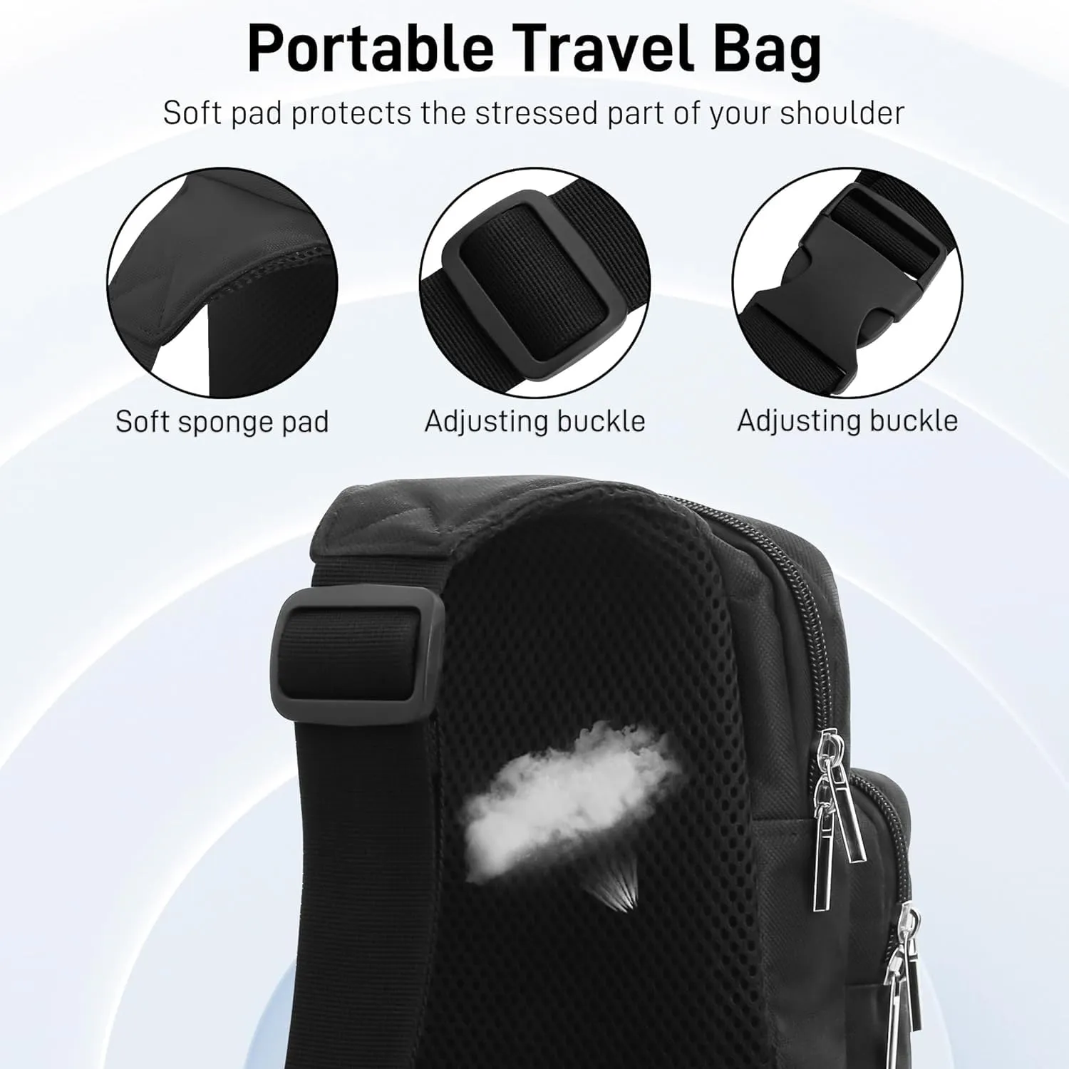 RHOTALL Black Travel Bag for Nintendo Switch/Lite/OLED,Large Capacity Portable Carrying Case Compatible for Chest Shoulder Accessories Storage Backpack with12 Slots Game Case,Thumb Grip Caps-for Zelda