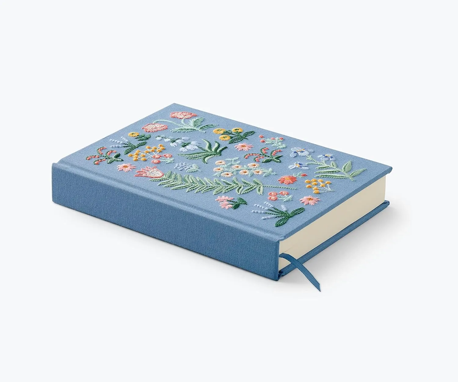 RIFLE PAPER CO. Menagerie Garden Embroidered Journal | 400 Ruled Pages, Cloth Cover with Floral Embroidery & Grosgrain Ribbon Bookmark, Lay-Flat Binding, 8" L x 5.75" W