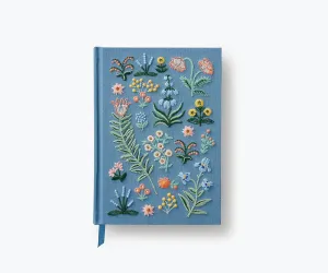RIFLE PAPER CO. Menagerie Garden Embroidered Journal | 400 Ruled Pages, Cloth Cover with Floral Embroidery & Grosgrain Ribbon Bookmark, Lay-Flat Binding, 8" L x 5.75" W