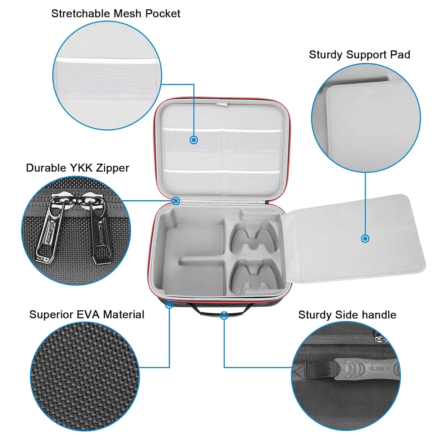 RLSOCO Hard Case for PlayStation 5 Digital Edition and Disc Version,Travel Storage Case for PS5 Game Console,Controllers x 2,Charging Station x1,HD Camera x1,Adapter & Cables and other Accessories