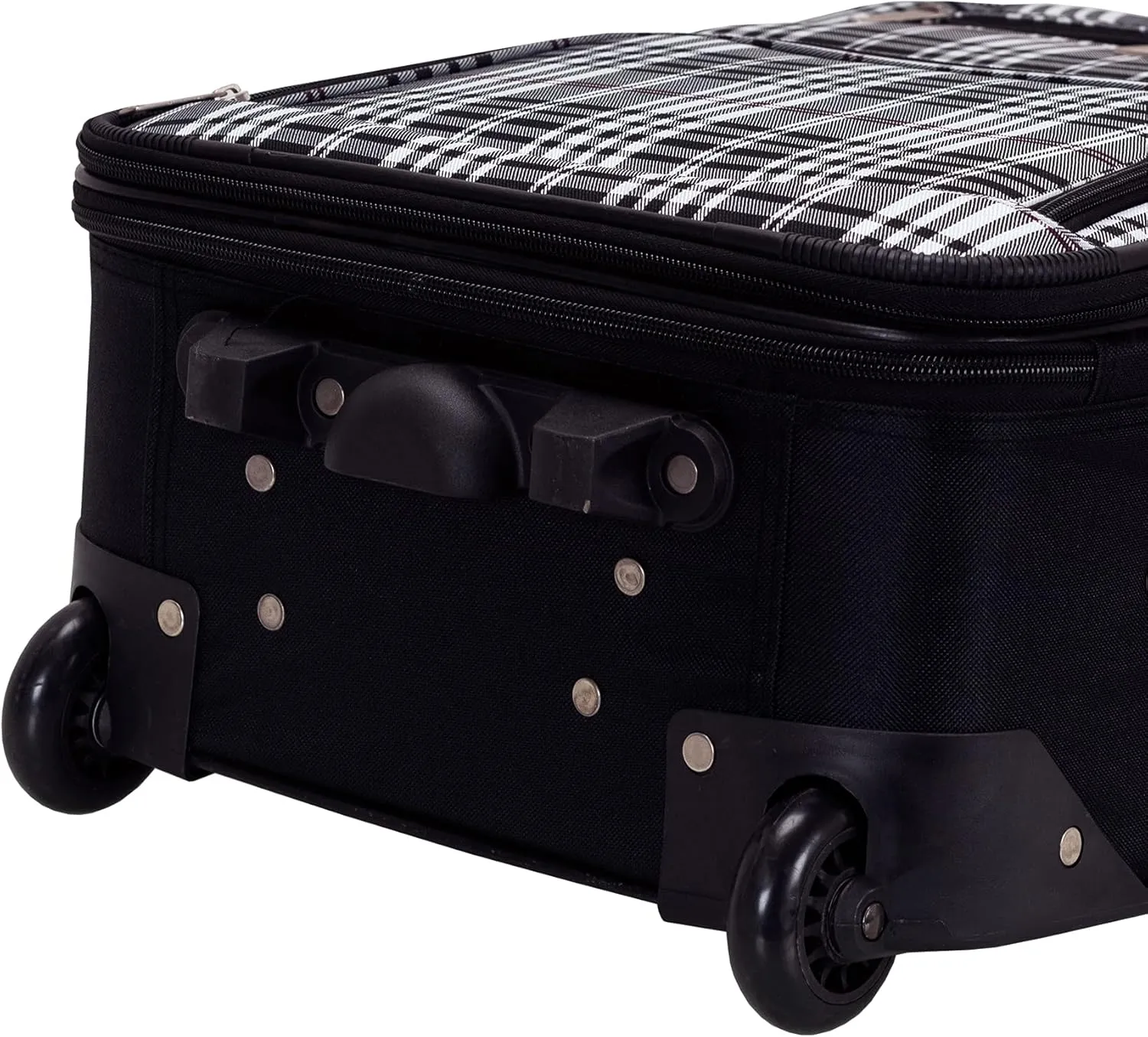 Rockland Fashion Softside Upright Luggage Set, Expandable, Black Plaid, 2-Piece (14/19)