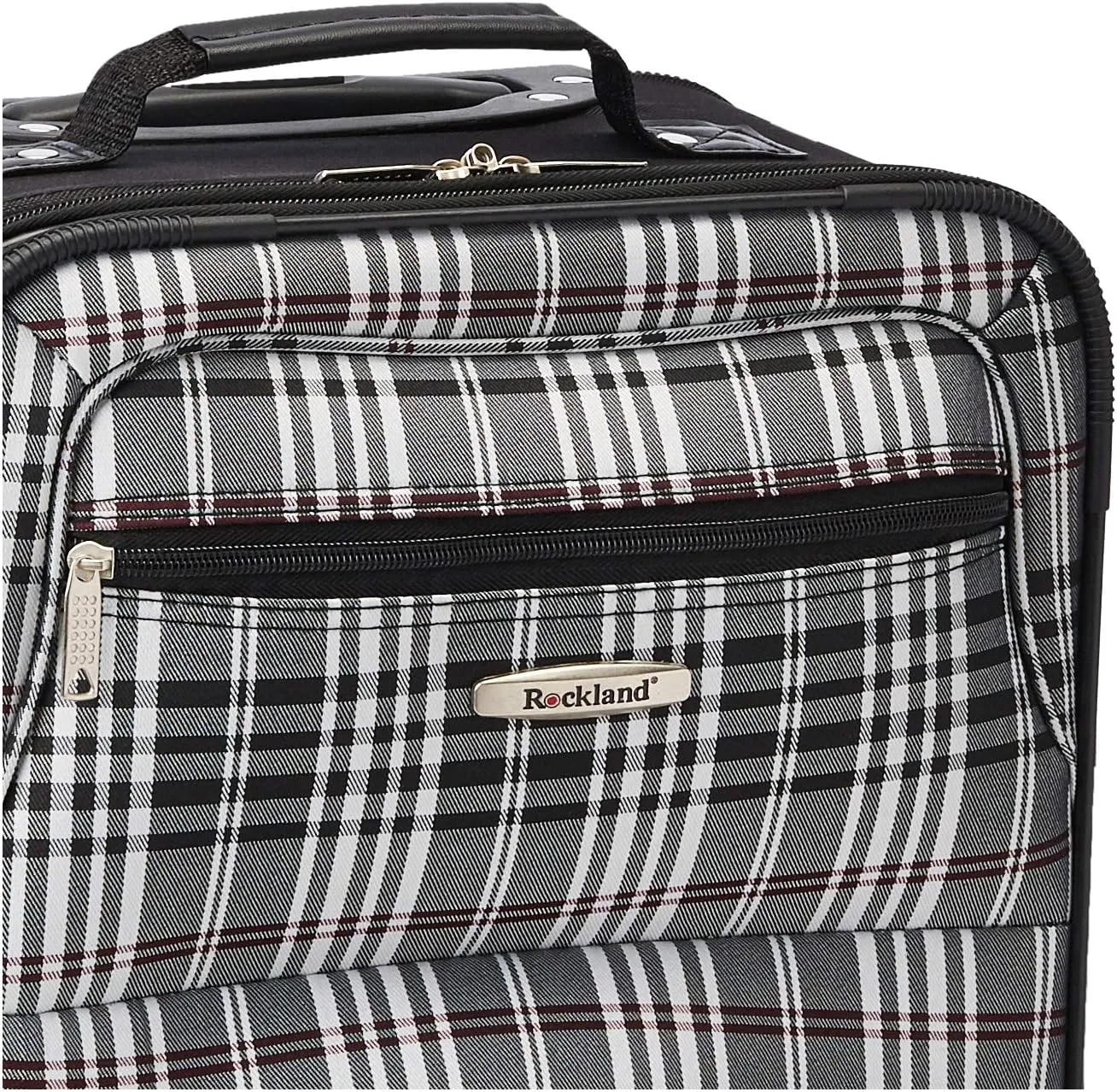 Rockland Fashion Softside Upright Luggage Set, Expandable, Black Plaid, 2-Piece (14/19)