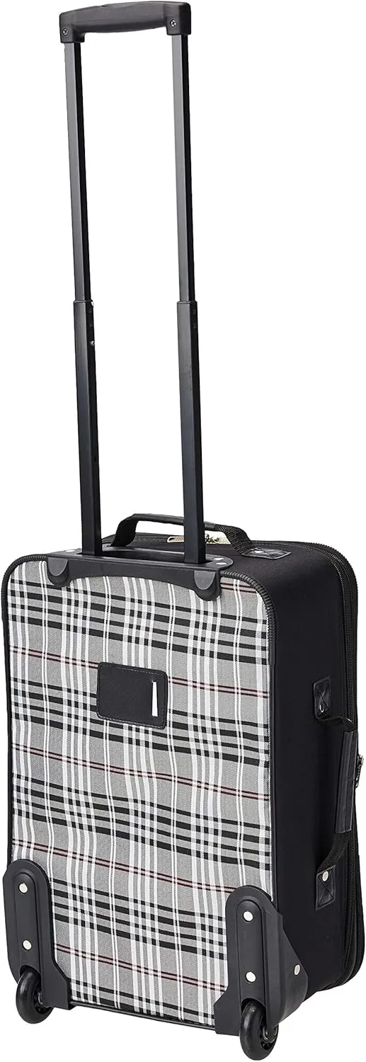 Rockland Fashion Softside Upright Luggage Set, Expandable, Black Plaid, 2-Piece (14/19)