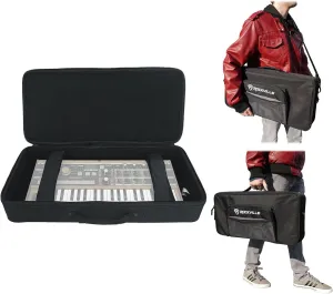 Rockville KBFX2411 Padded 37-Key Keyboard MIDI Controller/Multi FX Pedal Bag, Main Compartment 24” x 11” x 5”, Durable Protection, Adjustable Straps, Multiple Pockets, Perfect for Musicians and DJs