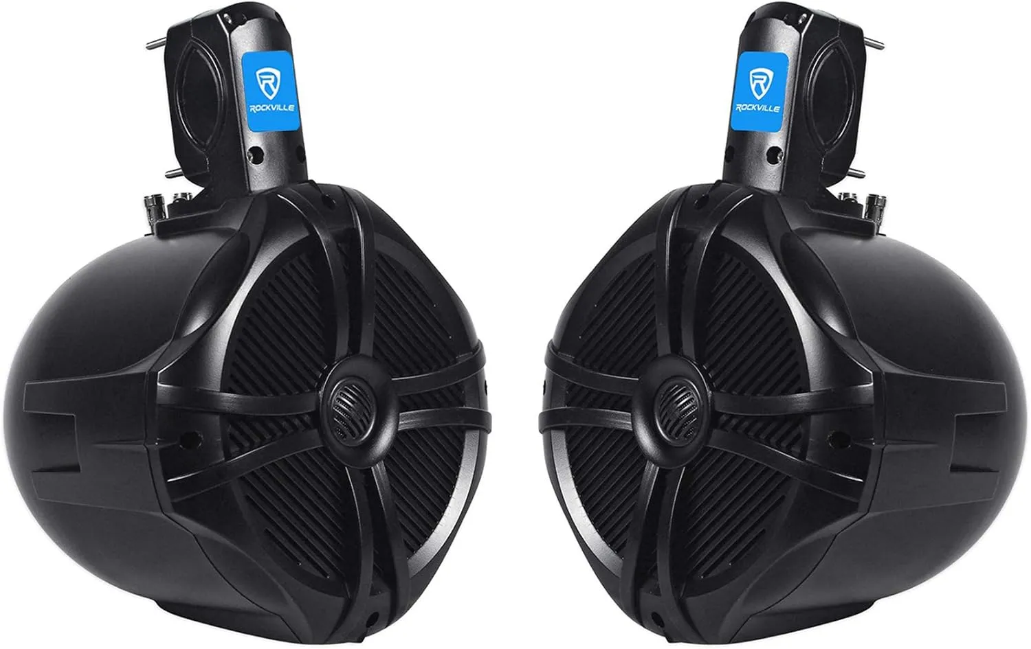 Rockville RWB80B Pair 600 Watt 8" 2-Way Marine Wakeboard Tower Speakers, 4 Ohm, Waterproof, High-Fidelity Sound, Durable Mounting, Perfect for Boats, Jeeps, ATVs