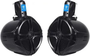 Rockville RWB80B Pair 600 Watt 8" 2-Way Marine Wakeboard Tower Speakers, 4 Ohm, Waterproof, High-Fidelity Sound, Durable Mounting, Perfect for Boats, Jeeps, ATVs