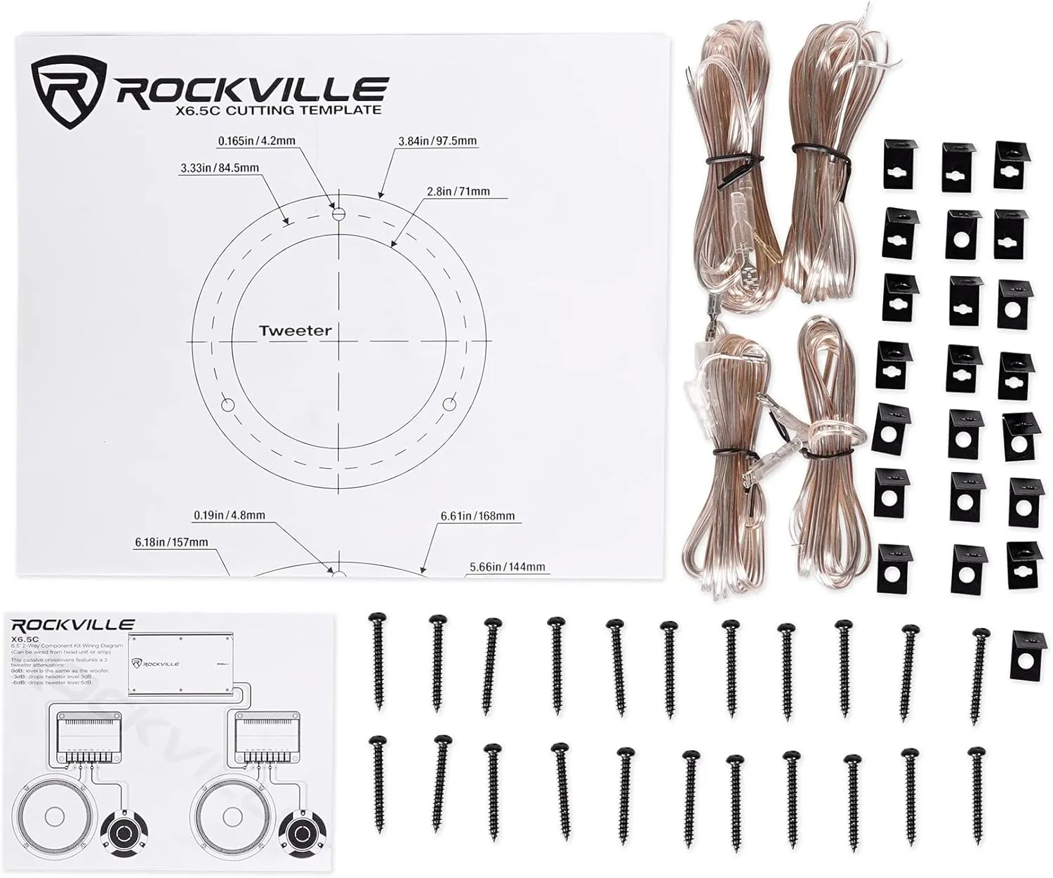 Rockville X6.5C 6.5" Competition Car Audio Speakers, 1000W, CEA, Titanium Tweeters, Audiophile Crossovers, Aluminum Bullet, Perfect for Car Audio