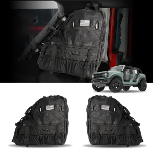 Roll Bar Storage Bag for Ford Bronco 2021-2024 4-Door Cargo Cage with Multi-Pockets Tool Kit Saddlebag Tool Organizer (Not Fit for Raptor or Sport