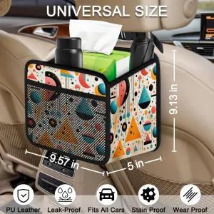 Round Triangle Automotive Trash Can Fashion Imprint Leather Automotive Trash Bag, Fits Most Cars, Trucks, SUV's Front/Rear Seats/Console - Automotive Interior Accessories