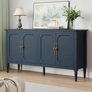 RoyalCraft Large Sideboard Buffet Cabinet with Storage, 58'' Modern Credenza Buffet Table Coffee Bar Wine Bar Storage Cabinet with Artistic Carved Handle for Dining Room Living Room, (Navy Blue)