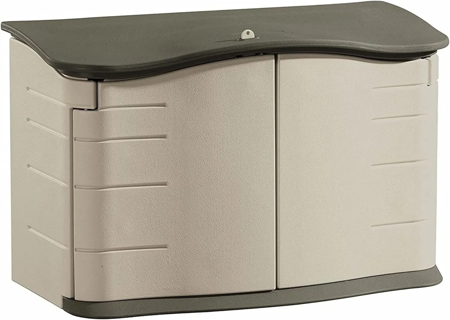Rubbermaid Small Horizontal Resin Outdoor Storage Shed With Floor (4.5 x 3 Ft) Weather Resistant, Beige/Brown, Organization for Home/Backyard/Pool Chemicals/Toys/Garden Tools/Porch/Patio Cushions