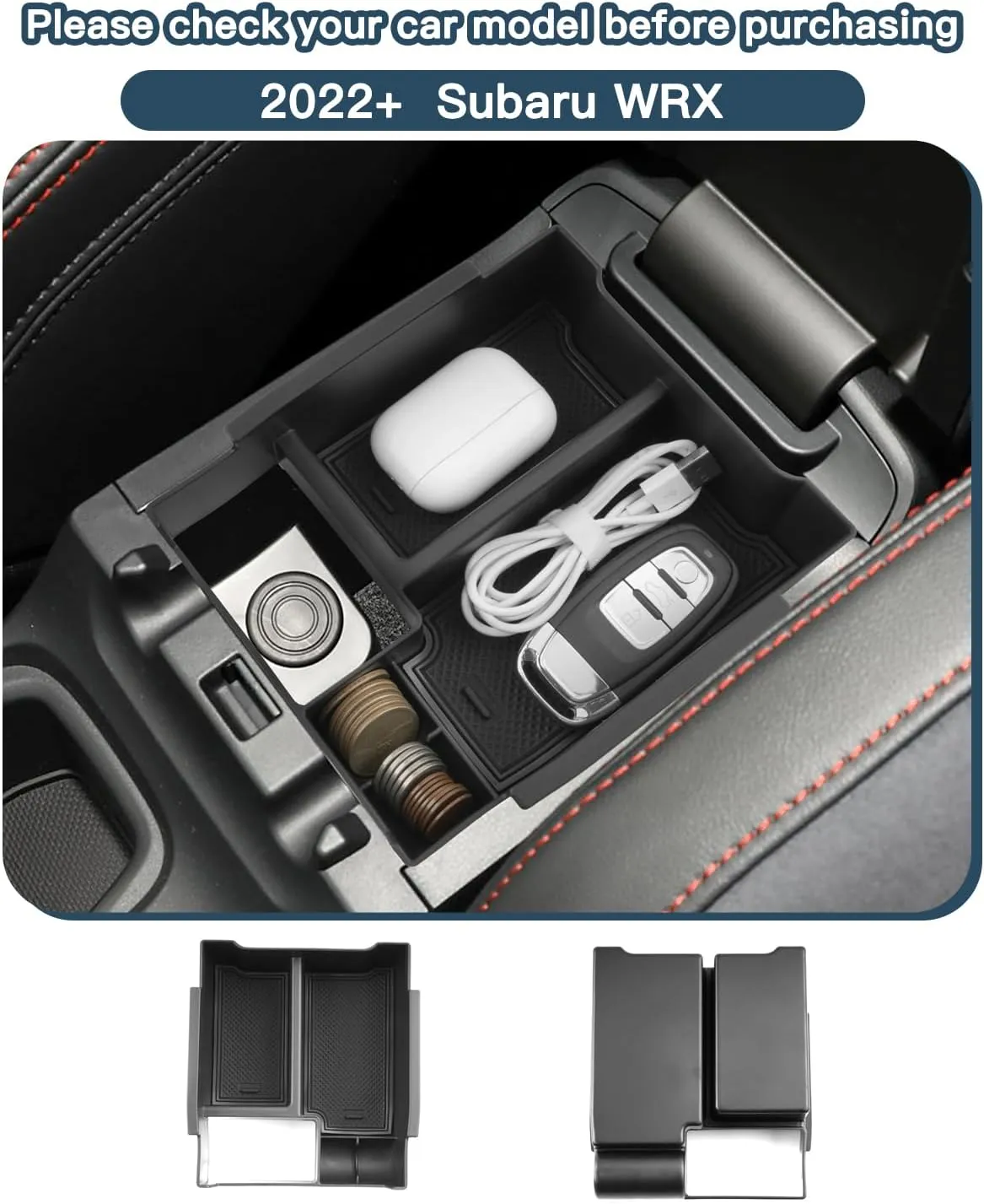 Ruiya 2024 WRX Console Organizer,for Subaru WRX Manual Accessories ABS Material Armrest Console Glove Tray Compatible with 2022 2023 2024 Subaru WRX (Only Fit WRX 6MT)
