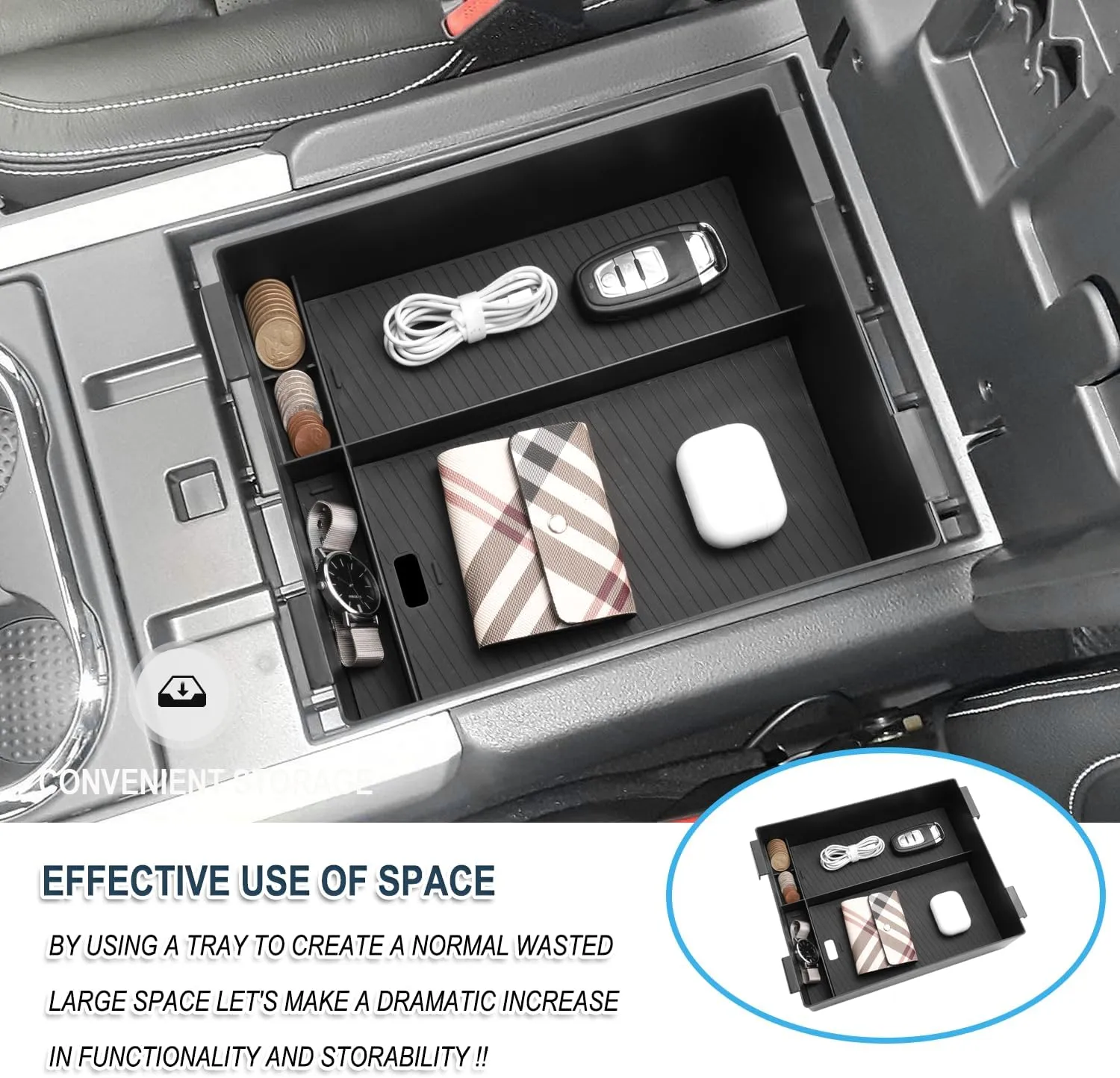 Ruiya Center Console Organizer for Nissan Titan Armrest Console Organizer,for Nissan Titan 2016-2025 Accessories Console Organizer Compatible with 2016-2019 2020 2021 2022 2023 2024 2025 Nissan Titan