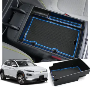 Ruiya Kona EV Center Console Organizer 2019-2024 Kona EV Console Organizer Kona Electric Accessories Armrest Glove Tray Compatible with 2019 2020 2021 2022 2023 2024 Kona Electric SE/SEL/Limited