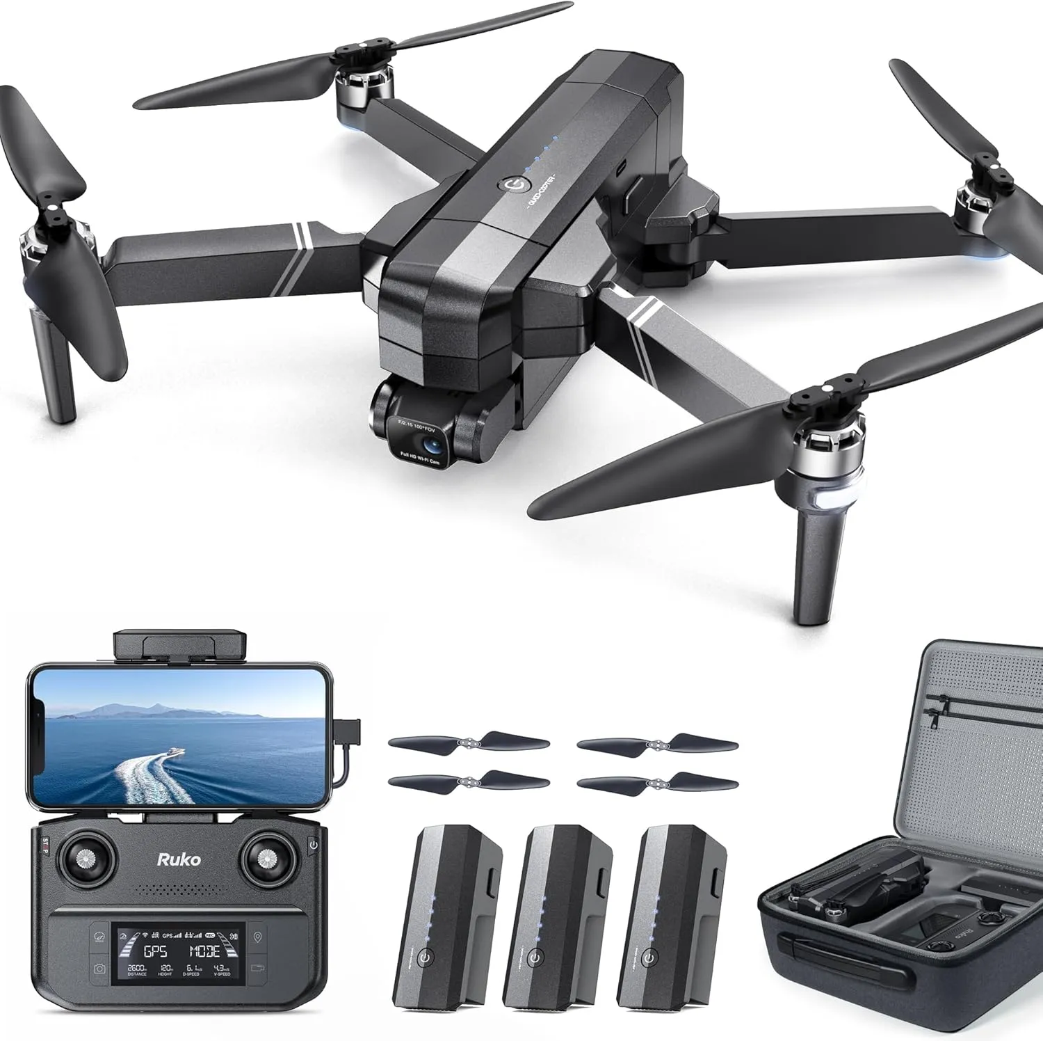 Ruko F11GIM2 Drones with Gimbal EIS 4K Camera for Adults, 96 Min Long Flight Time16404ft Long Range FPV, Auto Return Home with GPS, Foldable Quadcopter, FAA Remote ID Compliant