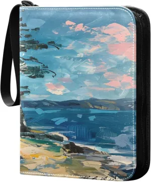 Rural Scene Oil Painting Card Binder Trading Cards Holder 4-Pocket，Album Pages Card Display Sleeves Fits 400 Cards Collector Book