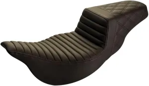 Saddlemen 0801-1290 808-07B-176BREX Extended Reach Step-Up Seat - Front Tuck-n-Roll/Rear Lattice Stitch - Brown - FLH, 4.00-18