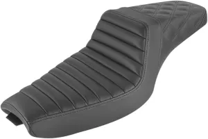 Saddlemen Step-Up Front Tuck-n-Roll/Rear Lattice Stitch Black Motorcycle Seat (807-03-176)