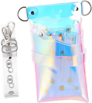 SAFIGLE 1Pc Portable Hairdressing Scissors Waist Bag Transparent Multi Compartment Barber Pouch for Clippers Combs and Hair Clips Stylish Crossbody Storage for Stylists