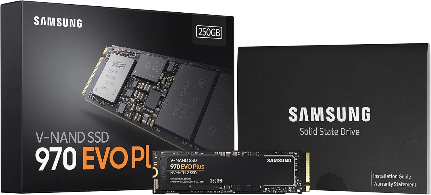SAMSUNG 970 EVO Plus SSD 250GB NVMe M.2 Internal Solid State Drive with V-NAND Technology, Storage and Memory Expansion for Gaming, Graphics w/ Heat Control, Max Speed, MZ-V7S250B/AM