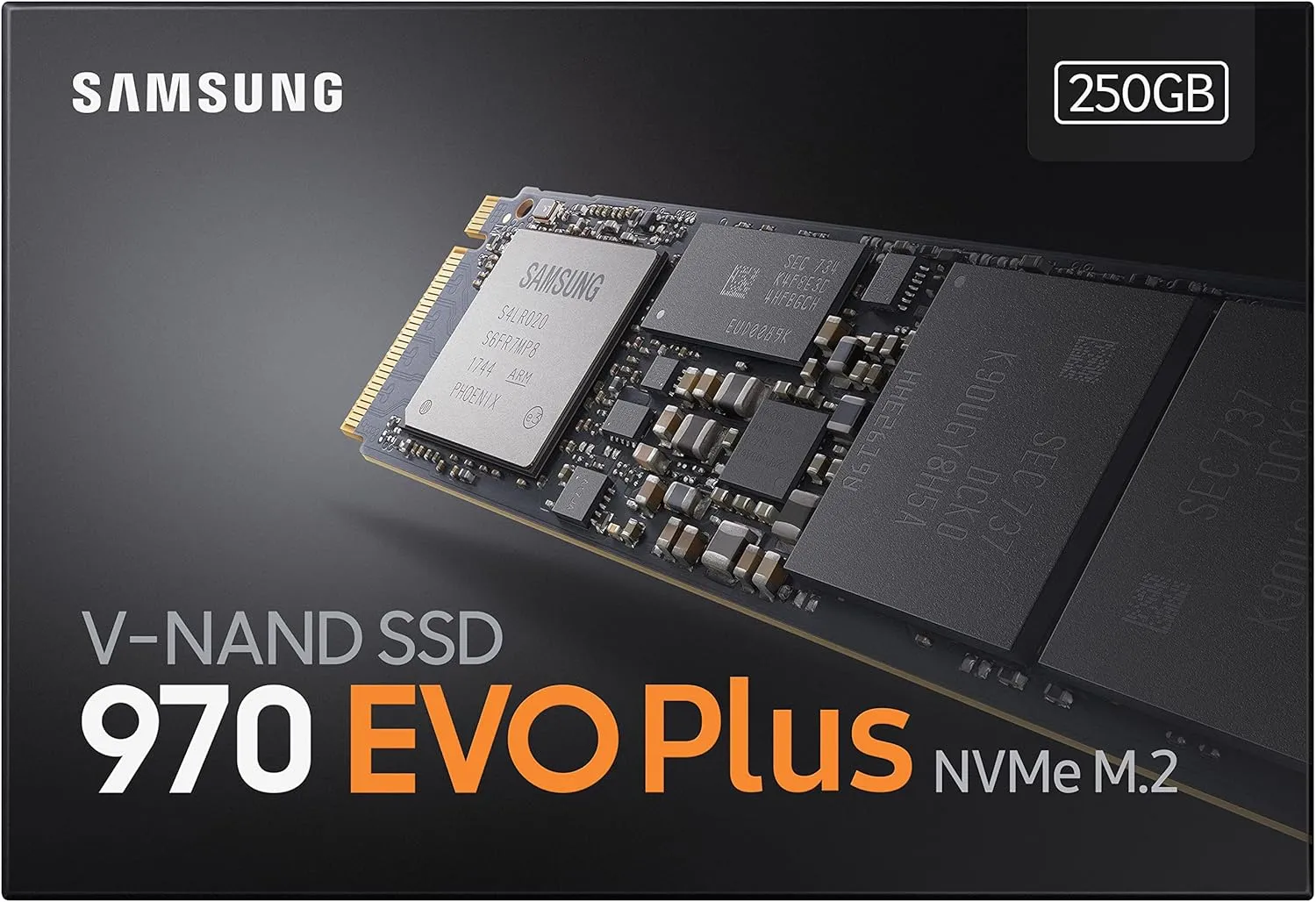 SAMSUNG 970 EVO Plus SSD 250GB NVMe M.2 Internal Solid State Drive with V-NAND Technology, Storage and Memory Expansion for Gaming, Graphics w/ Heat Control, Max Speed, MZ-V7S250B/AM