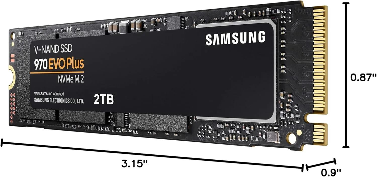SAMSUNG 970 EVO Plus SSD 2TB NVMe M.2 Internal Solid State Drive w/ V-NAND Technology, Storage and Memory Expansion for Gaming, Graphics w/ Heat Control, Max Speed, MZ-V7S2T0B/AM