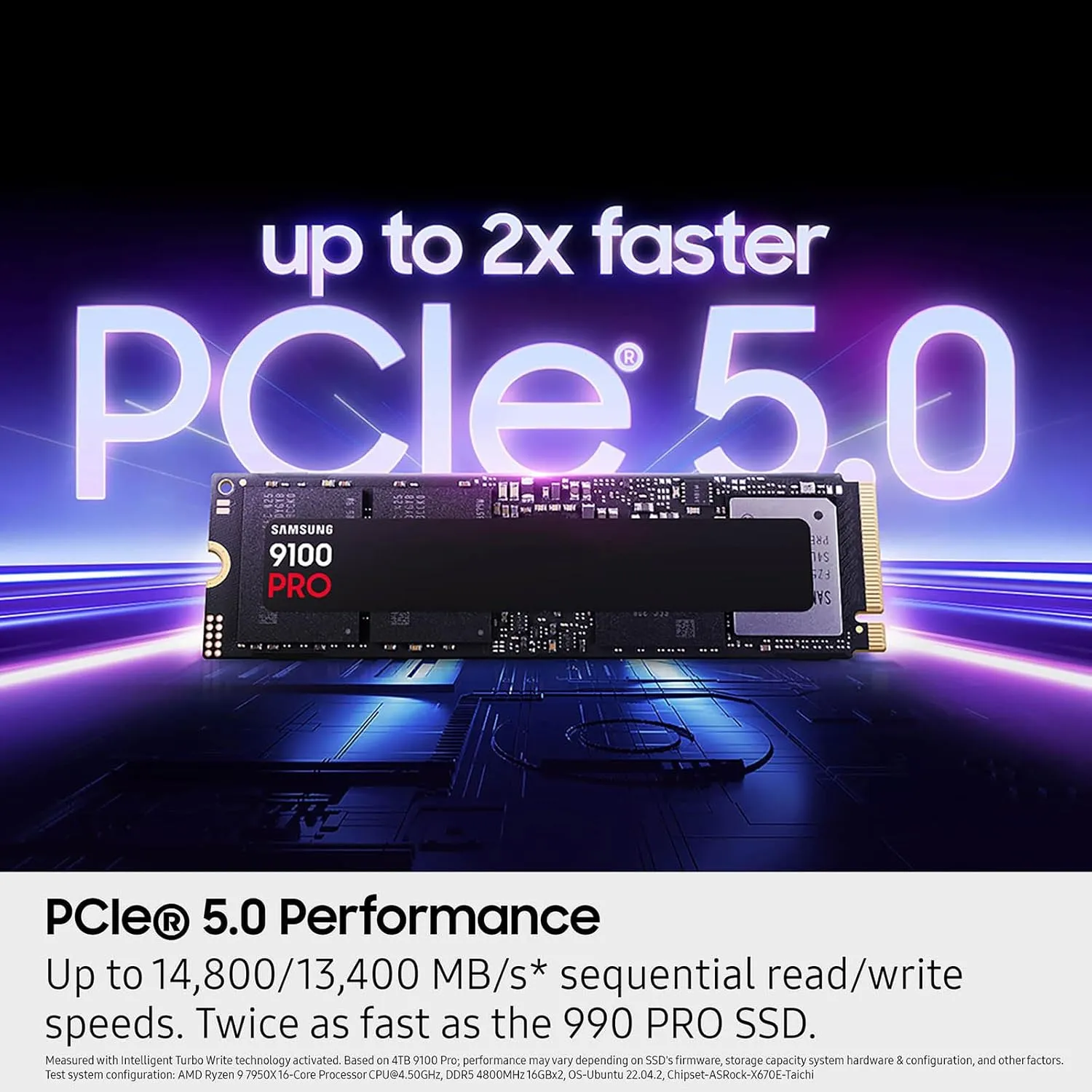 Samsung SSD 9100 PRO 4TB, PCIe 5.0x4 M.2 2280, Seq. Read Speeds Up to 14,800MB/s, Best for AI Computing, Gaming, and Heavy Duty Workstations (MZ VAP4T0B/AM)