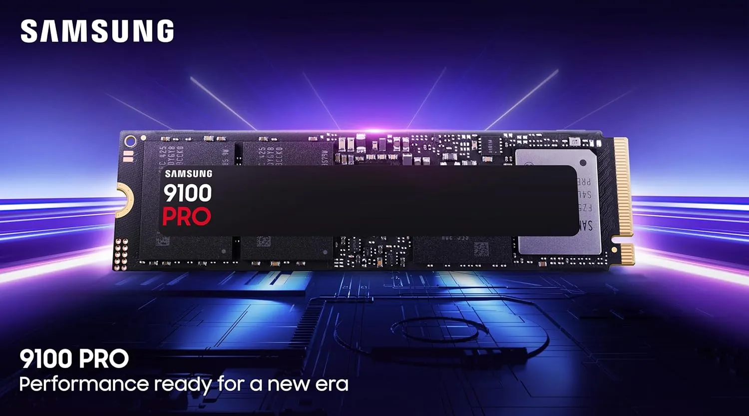Samsung SSD 9100 PRO 4TB, PCIe 5.0x4 M.2 2280, Seq. Read Speeds Up to 14,800MB/s, Best for AI Computing, Gaming, and Heavy Duty Workstations (MZ VAP4T0B/AM)
