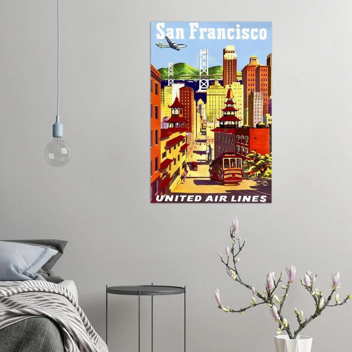 San Francisco - United Airlines - Airline Vintage Travel Poster, Retro Posters (24x36Inches)