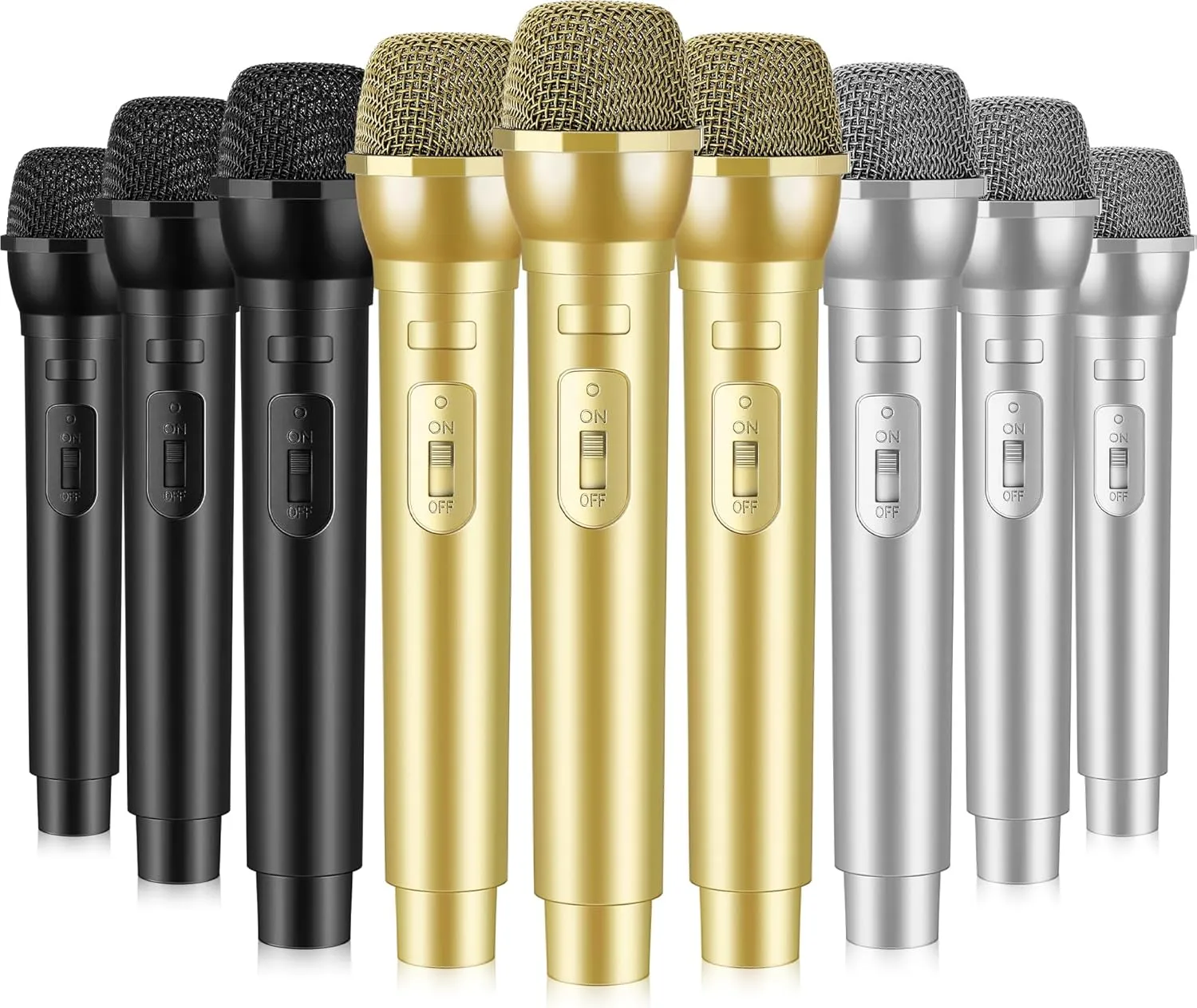 Sanwuta 9 Pcs Fake Microphone Prop Bulk Play Plastic Microphone Fake Mic for Karaoke Stage Costume Prop Cosplay Party Supplies