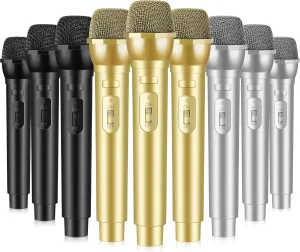 Sanwuta 9 Pcs Fake Microphone Prop Bulk Play Plastic Microphone Fake Mic for Karaoke Stage Costume Prop Cosplay Party Supplies