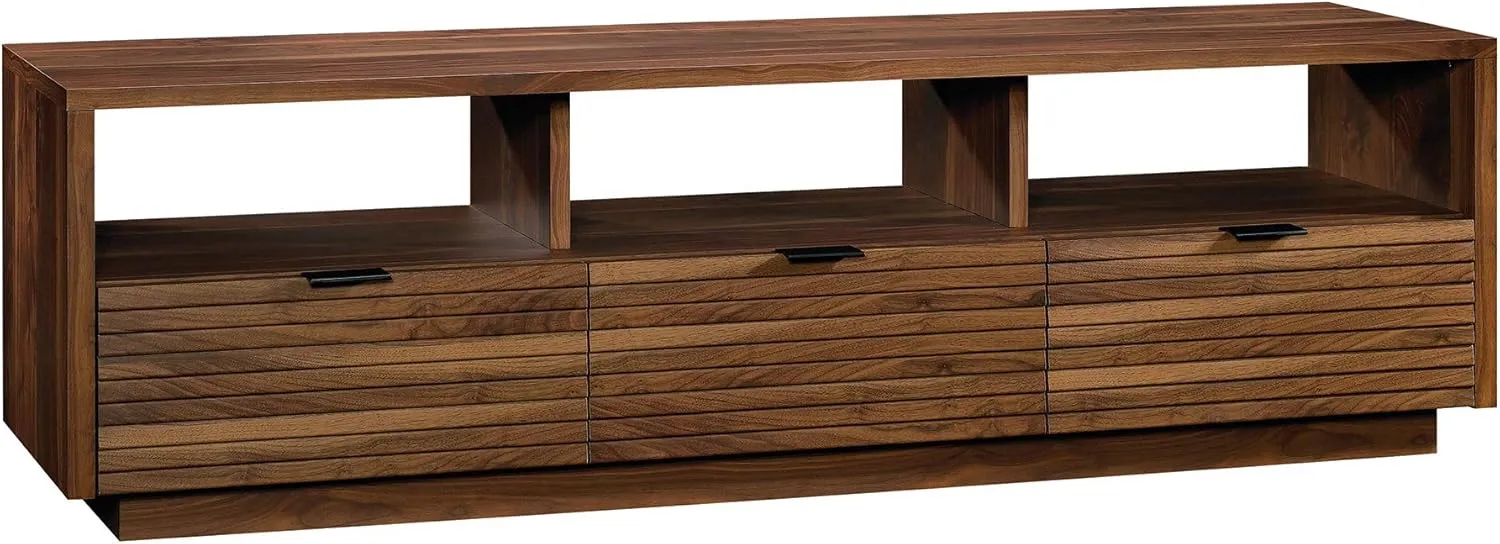 Sauder Harvey Park Modern Stand Media Console Credenza with Drawers and Storage Shelves, for TVs up to 70", Grand Walnut