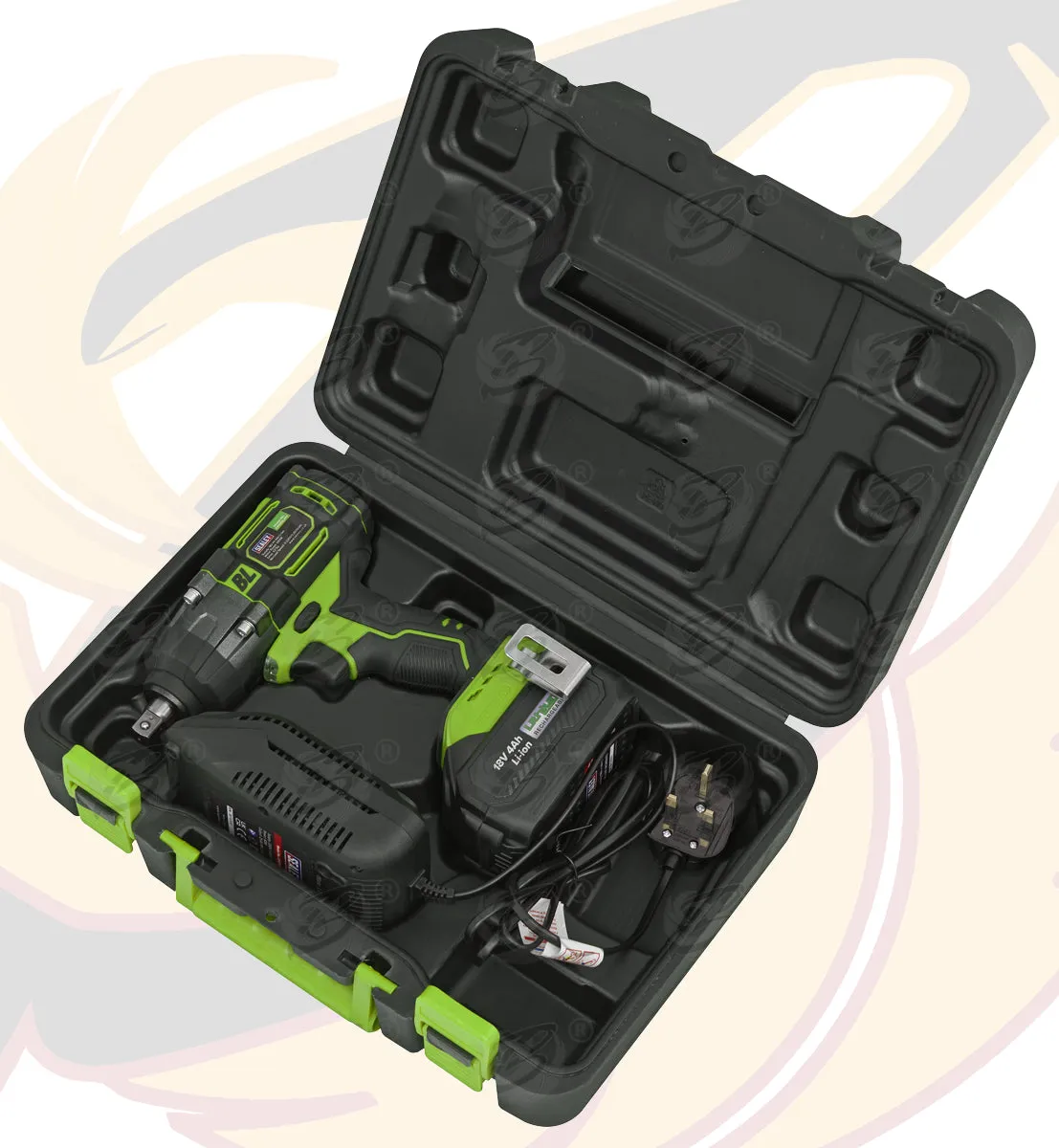 SEALEY 18V 4Ah 1/2" DRIVE BRUSHLESS CORDLESS IMPACT WRENCH 650Nm & 13PCS 6 POINT SHALLOW IMPACT SOCKETS 10MM - 24MM