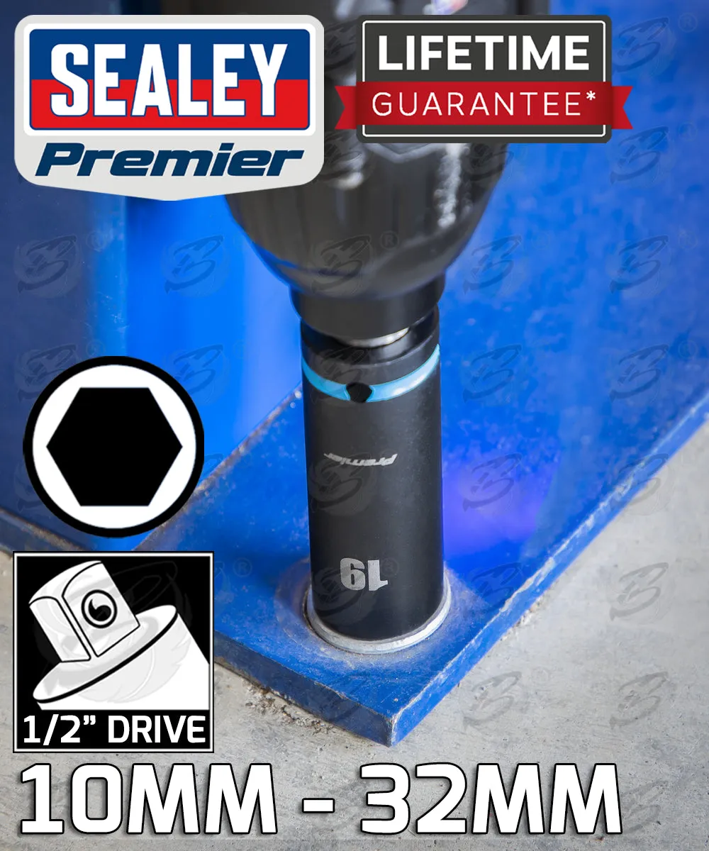 SEALEY 34PCS 1/2" DRIVE 6 POINT DEEP & SHALLOW IMPACT SOCKETS 10MM - 32MM