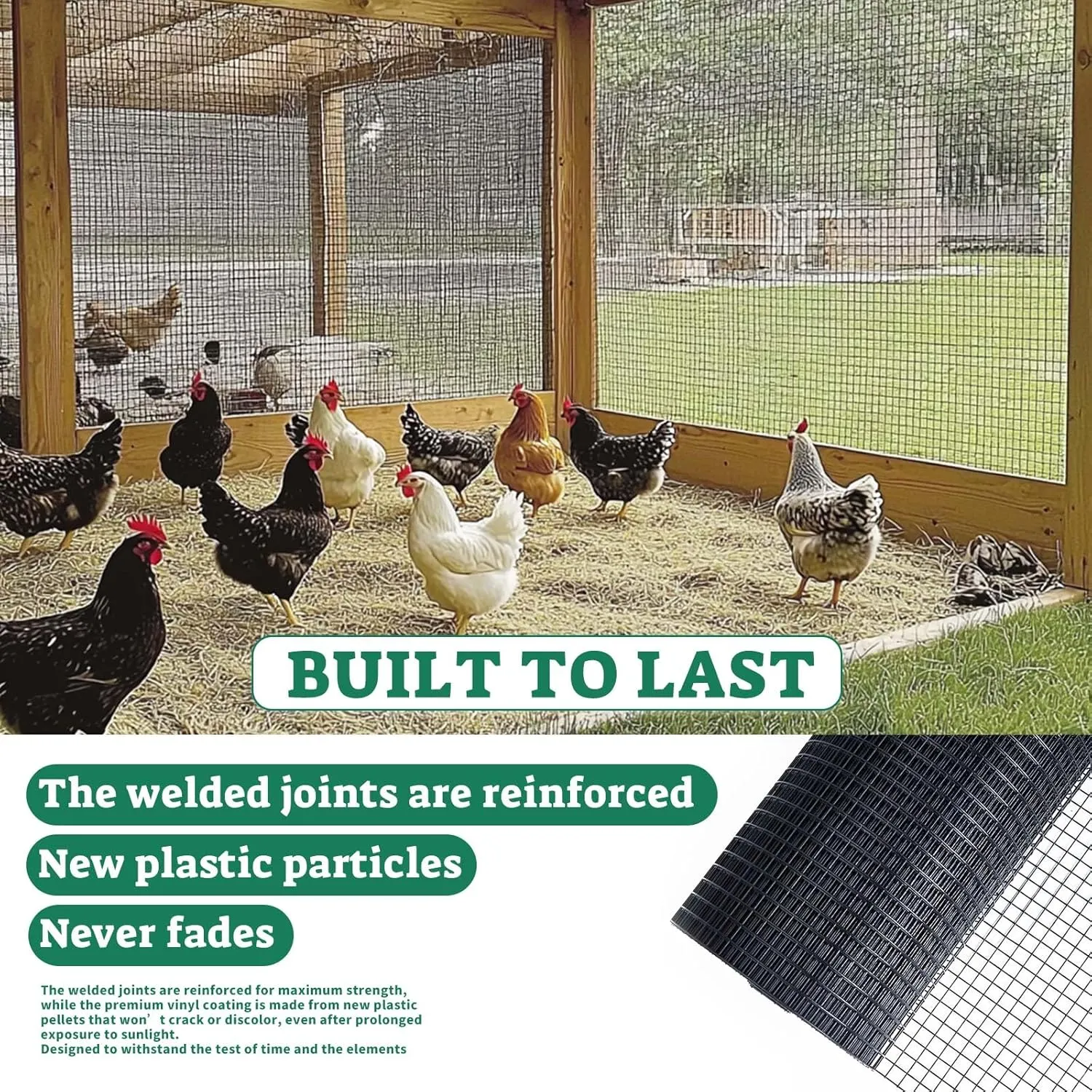 SEBOSS Hardware Cloth 1/2 inch 48x100 19-Gauge, Black Vinyl Coated, Chicken Wire Fencing, Chicken Wire Mesh Roll, Garden Fencing, Welded Wire Fence Roll, Wire Mesh Fencing