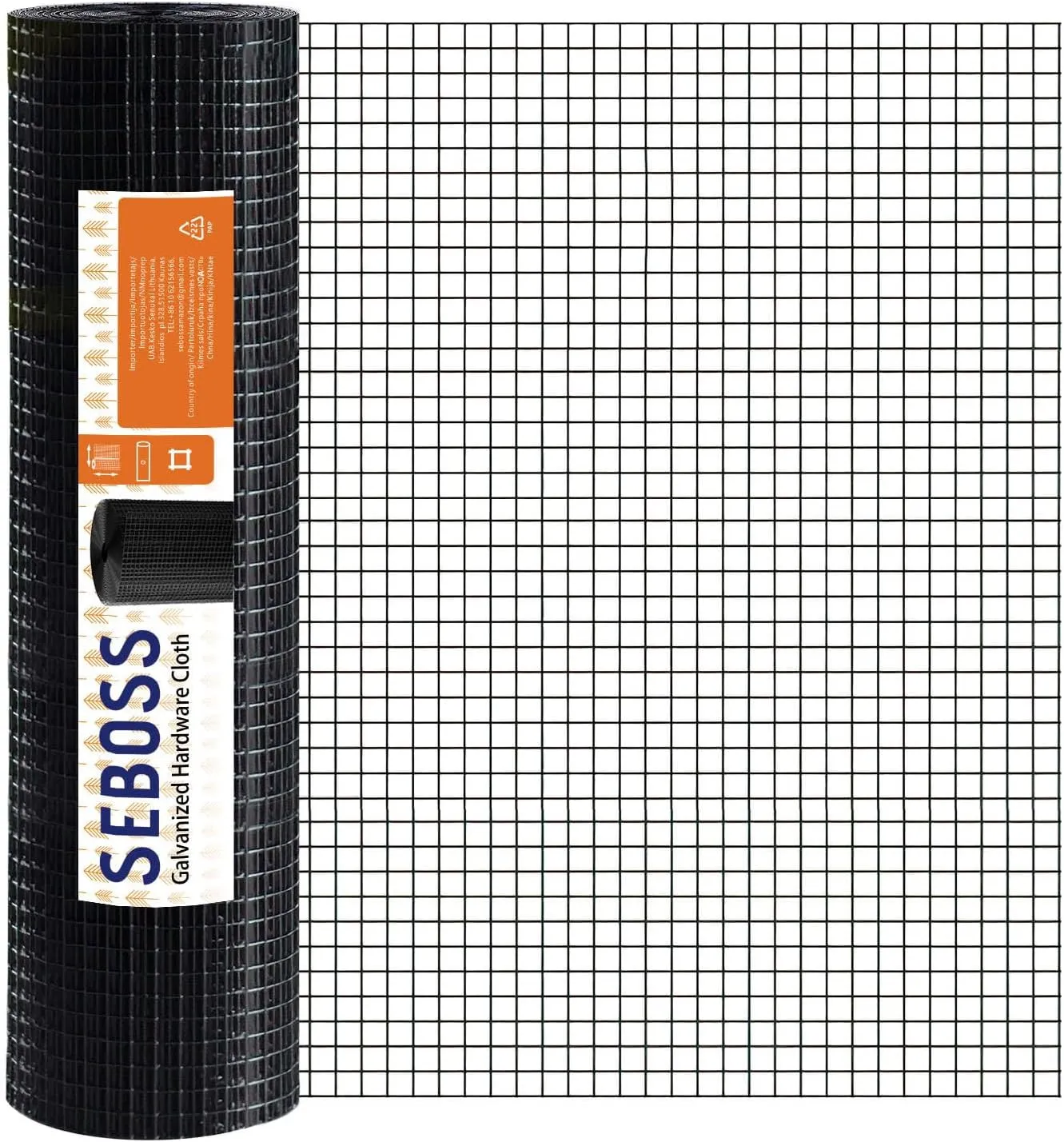 SEBOSS Hardware Cloth 1/2 inch 48x100 19-Gauge, Black Vinyl Coated, Chicken Wire Fencing, Chicken Wire Mesh Roll, Garden Fencing, Welded Wire Fence Roll, Wire Mesh Fencing
