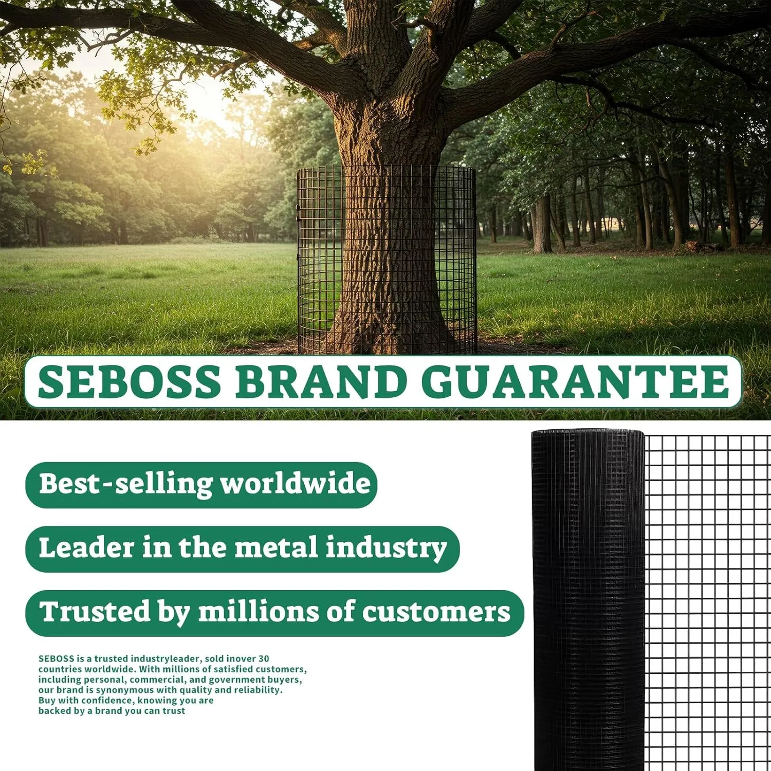 SEBOSS Hardware Cloth 1/2 inch 48x100 19-Gauge, Black Vinyl Coated, Chicken Wire Fencing, Chicken Wire Mesh Roll, Garden Fencing, Welded Wire Fence Roll, Wire Mesh Fencing