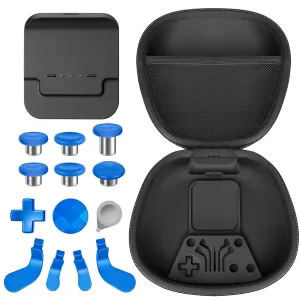 Sedicoca Complete Component Pack for Xbox Elite Wireless Controller Series 2 ,Includes 1 Carrying Case 1 Dock, 4 Paddles, 2 DPads,6 Thumbsticks,1Tool, for Xbox One Elite Series 2 Core Replacement Parts（blue ）