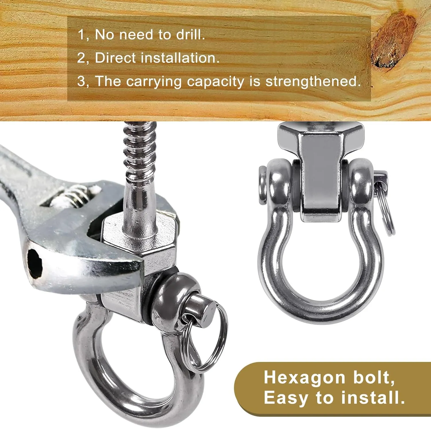 SELEWARE Heavy Duty Swing Hangers with Bearings, 4-Pack - Stainless Steel Porch Swing Hardware for Patio & Playground, Quiet Swivel Hooks - Indoor/Outdoor Heavy Duty Swing Hardware, 1500LB Capacity