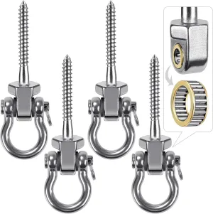 SELEWARE Heavy Duty Swing Hangers with Bearings, 4-Pack - Stainless Steel Porch Swing Hardware for Patio & Playground, Quiet Swivel Hooks - Indoor/Outdoor Heavy Duty Swing Hardware, 1500LB Capacity