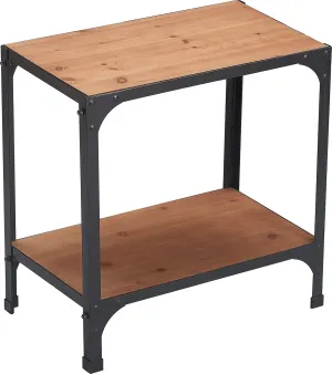 Serta Overland 2-Tier Side Table, Rustic Wood and Black Metal Accent Furniture, Rectangular Narrow Frame, Easy Assembly, Natural/Black